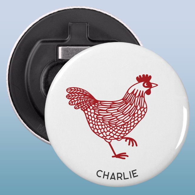 Hen Chicken Personalisiert Flaschenöffner (Chicken hen poultry personalized name button bottle opener)