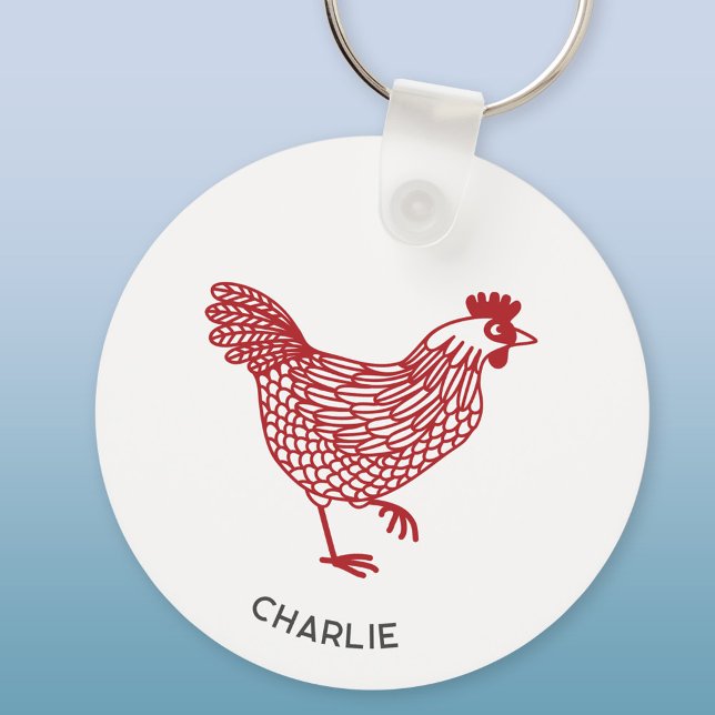 Hen Chicken Personalisiert Schlüsselanhänger (Chicken hen poultry personalized name aluminium keyring keychain)