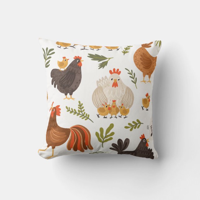 Hen, Hühnerwirbel Kissen (Vorderseite)