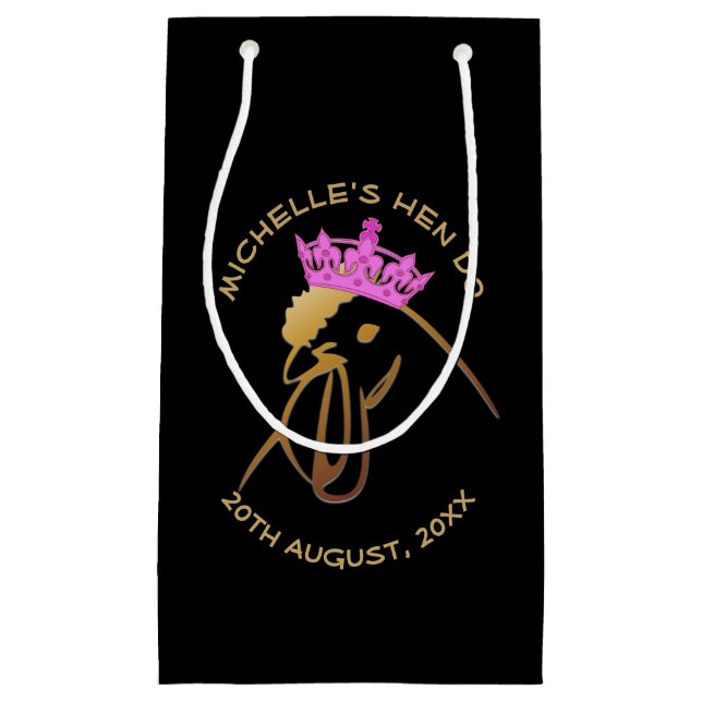 Hen in Pink Crown Bachelorette Party Custom Kleine Geschenktüte (Vorderseite)