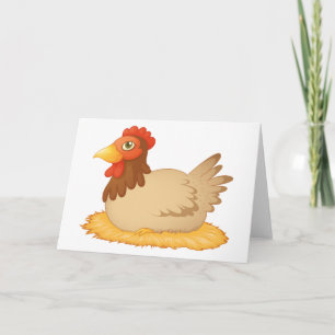 Hen Laying On A Nest Greeting Cards Karte
