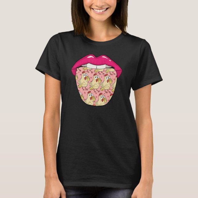 Hen Lips Eggs Farm Bauer Huhn T-Shirt (Vorderseite)