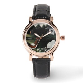 Hen mit ihren Chicks in einer ländlichen Landschaf Armbanduhr