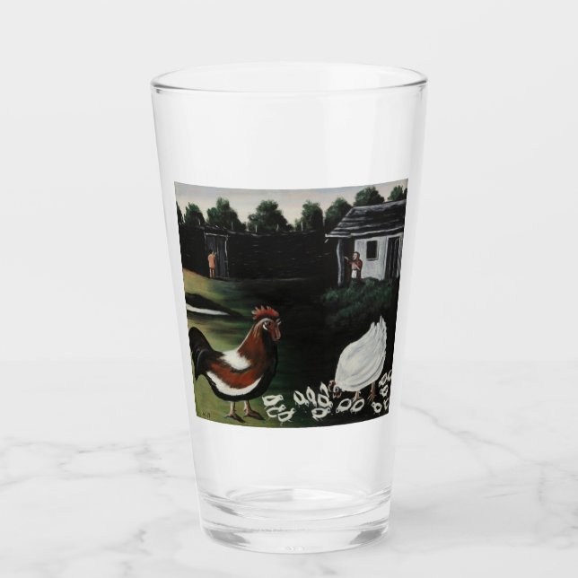 Hen mit ihren Chicks in einer ländlichen Landschaf Glas (Vorderseite)