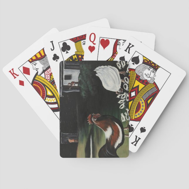 Hen mit ihren Chicks in einer ländlichen Landschaf Spielkarten (Rückseite)