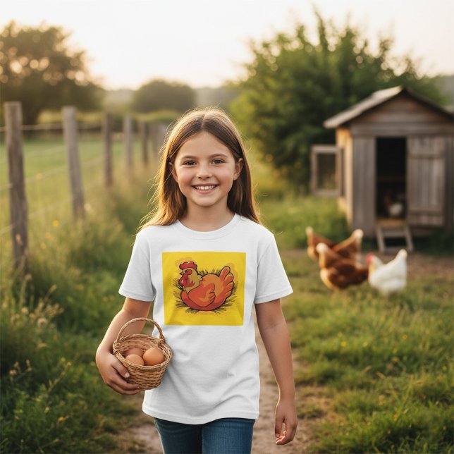 Hen on Nest Bright Farmyard Chicken T-Shirt (Von Creator hochgeladen)