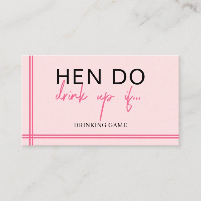 Hen Party Card Game, Drink Game, Hen Do, Party Begleitkarte (Vorderseite)