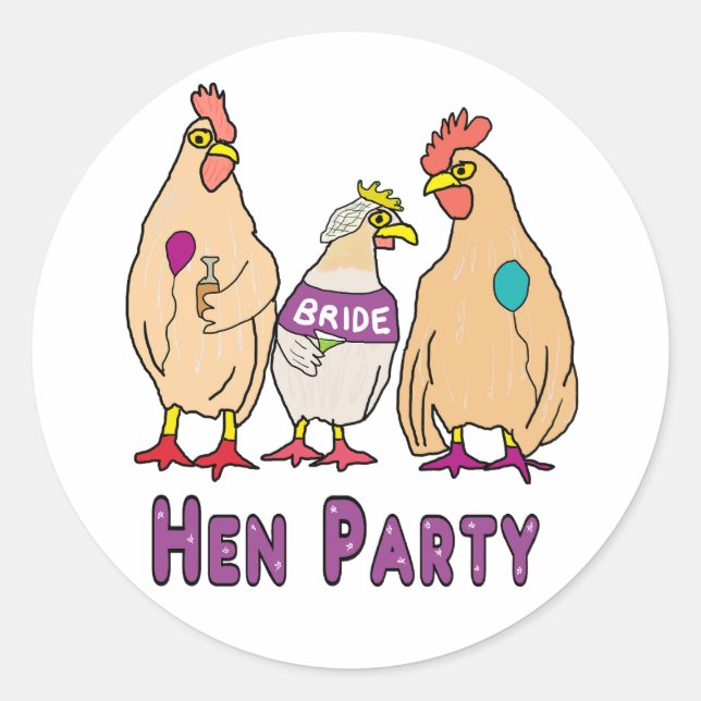 Hen Party Runder Aufkleber (Vorderseite)