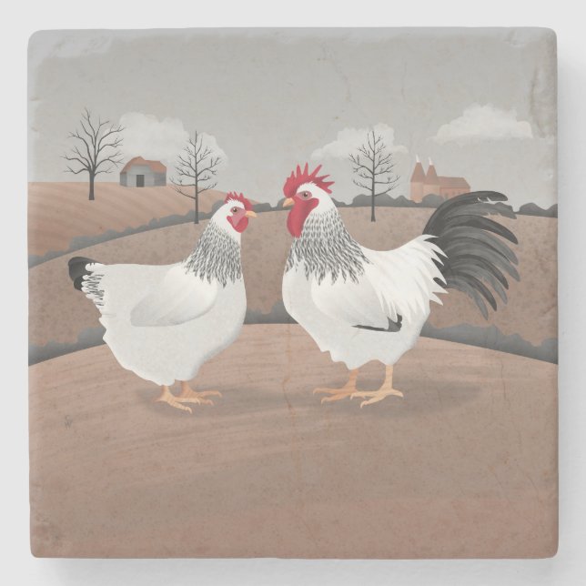 Hen & Rooster Steinuntersetzer (Vorderseite)