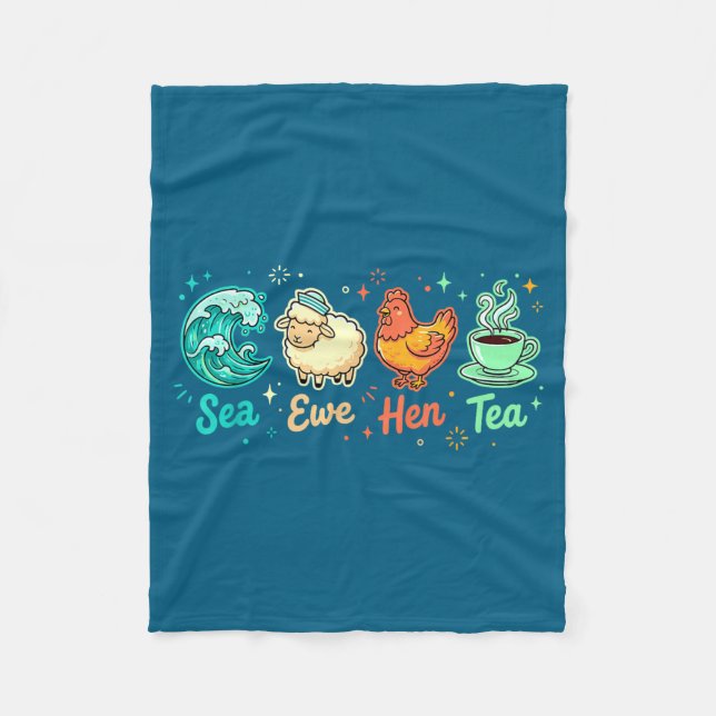 Hen Saying Quote Tea Sea Ewe Custom Fleecedecke (Vorderseite)