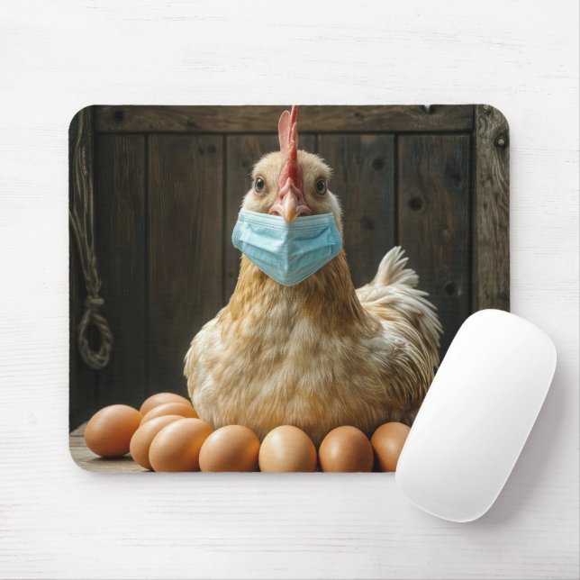 Hen Tragen einer Gesichtsmaske Mousepad (Mit Mouse)