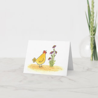 Hen und große Blume Karte