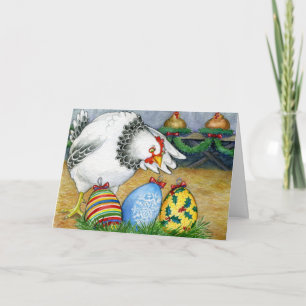 Hen und ihre Weihnachtseier Feiertagskarte