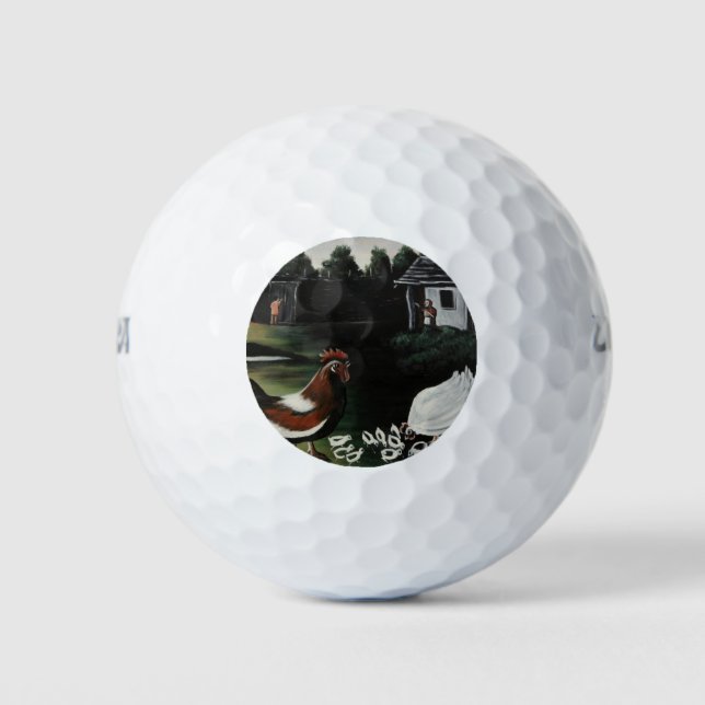 Hen with her Chicks in a Rural Farmyard Landscape Golfball (Vorderseite)