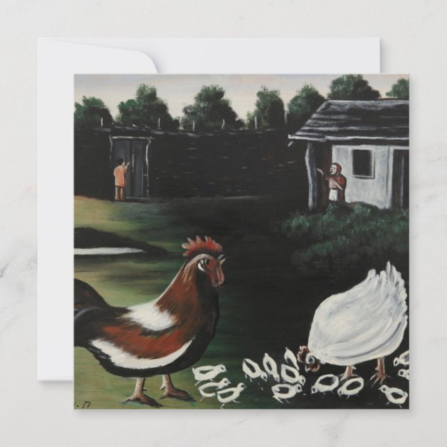 Hen with her Chicks in a Rural Farmyard Landscape Karte (Vorderseite)