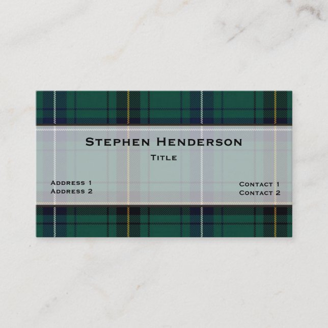 Henderson aquamariner Tartan-karierte Gewohnheit Visitenkarte (Vorderseite)