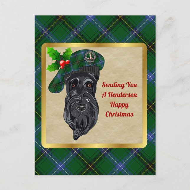 Henderson Clan Abzeichen & Tartan Christmas Postca Postkarte (Vorderseite)
