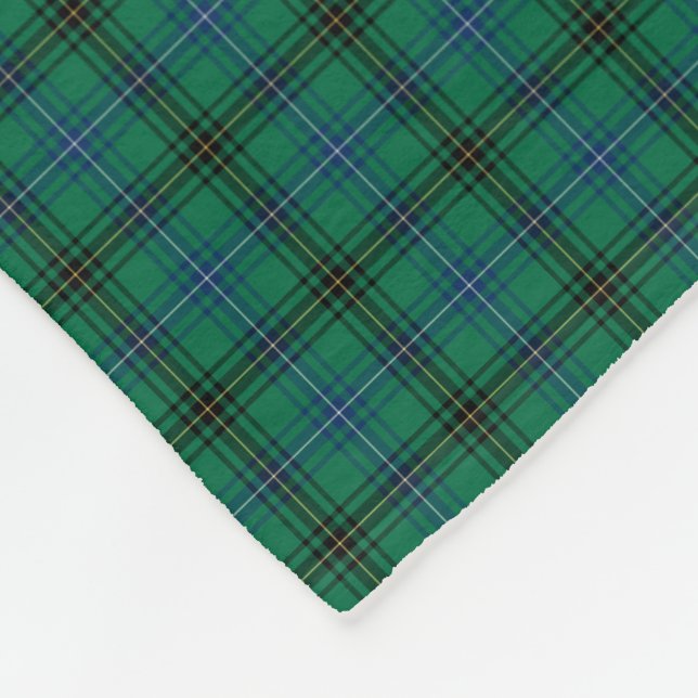 Henderson Clan Bright Green und Blue Tartan Fleecedecke (Ecke)
