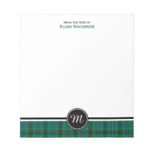 Henderson Clan Grün und Blau Tartan Monogramm Notizblock