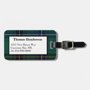 Henderson Green Tartan Karierte Gepäckmarke Gepäckanhänger
