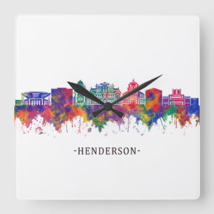 Henderson Nevada Skyline Quadratische Wanduhr
