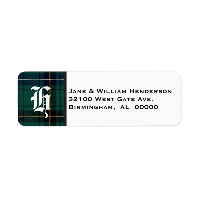 Henderson Tartan Kariert Monogram Address Labels (Vorne)