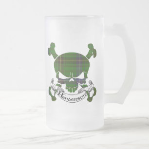 Hendersontartan-Schädel Mattglas Bierglas