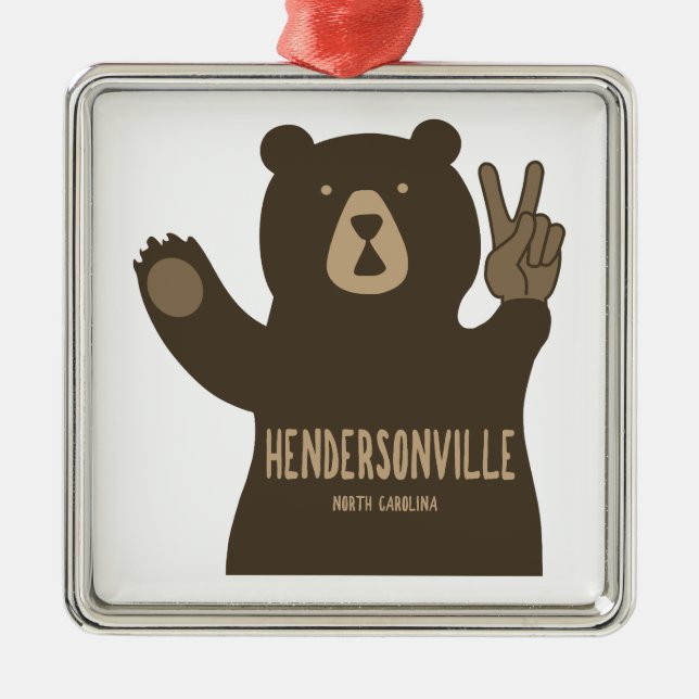 Hendersonville North Carolina Peace Bear Ornament Aus Metall (Vorne)