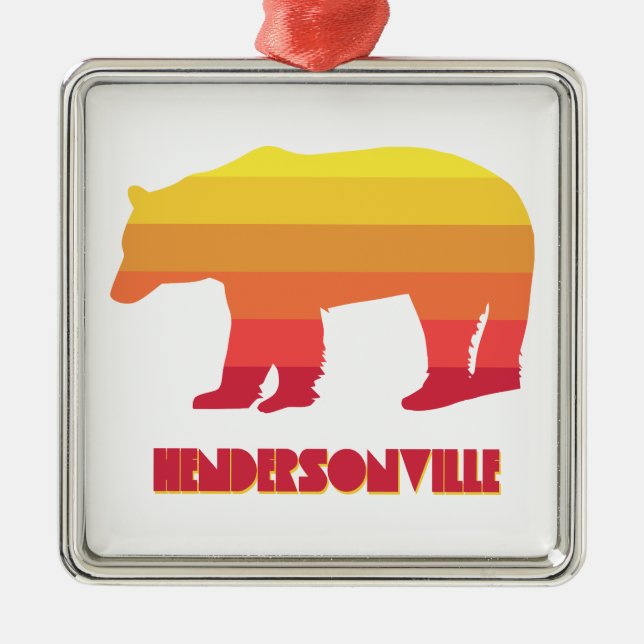 Hendersonville North Carolina Rainbow Bear Ornament Aus Metall (Vorne)