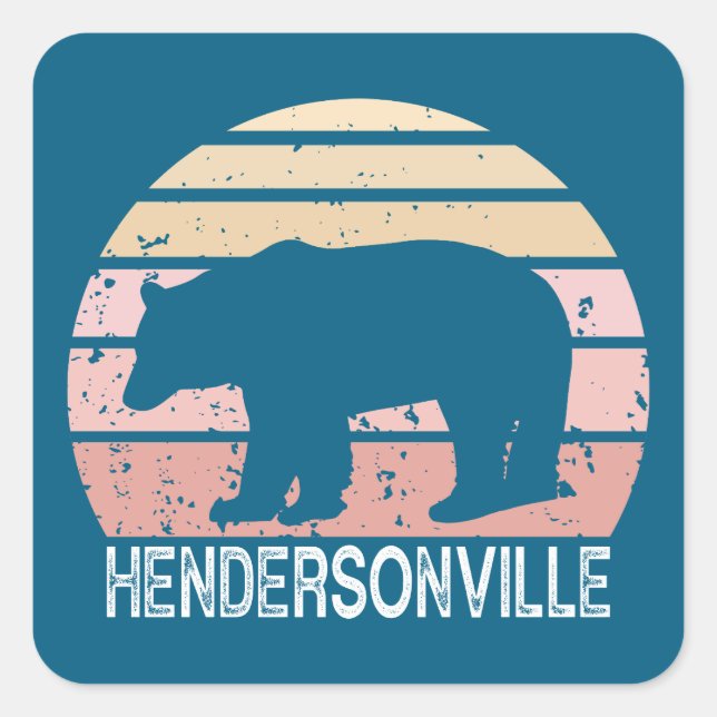 Hendersonville North Carolina Retro Bear Quadratischer Aufkleber (Vorderseite)