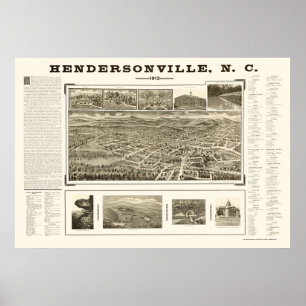 Hendersonville, panoramische Karte NC - 1913 Poster