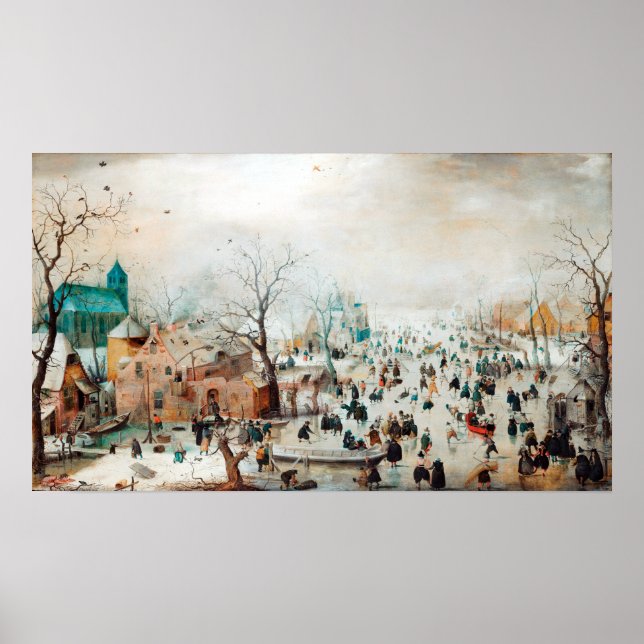 Hendrick Avercamp Winterlandschaft mit Ice Skater Poster (Vorne)