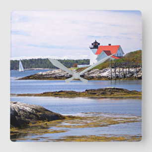 Hendricks Head Lighthouse, Maine Clock Quadratische Wanduhr