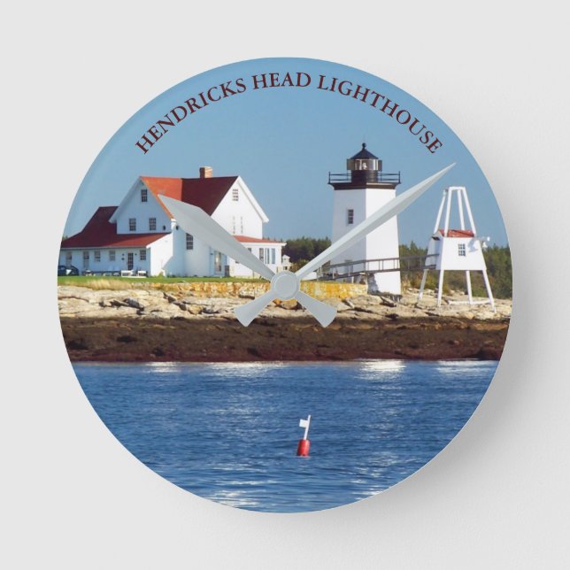 Hendricks Head Lighthouse, Maine Wall Clock Runde Wanduhr (Vorderseite)