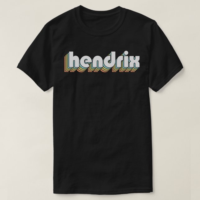 Hendrix Retro Rainbow Typografie Faded Style T-Shirt (Design vorne)