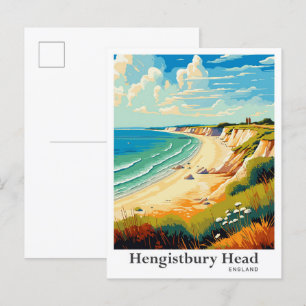 Hengistbury Head England Travel Illustration Postkarte