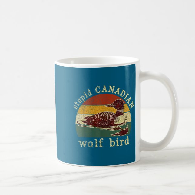 Hengst Kanadischer Wolf Lustiger Loon Vogel Loons  Kaffeetasse (Rechts)