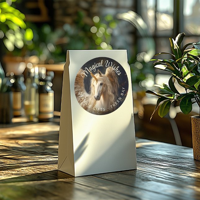 Hengst mit Pegasus Flügeln und Einhorn Runder Aufkleber (Von Creator hochgeladen)