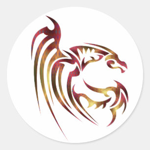 Henham der Metallische Rot- und Golddrache Runder Aufkleber