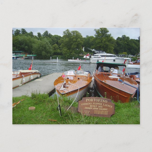 Henley on Thames, antike Motorboote Postkarte (Vorderseite)