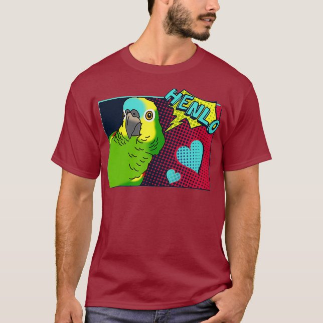 Henlo Birb memes Funny Comic Blue Fronted Amazon T-Shirt (Vorderseite)