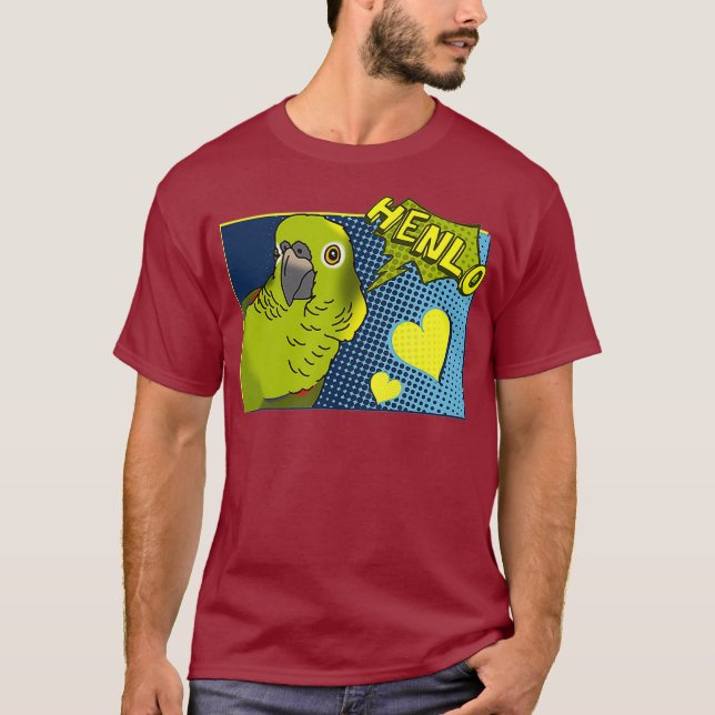 Henlo Birb memes Funny Comic Yellow Naped Amazon T-Shirt (Vorderseite)