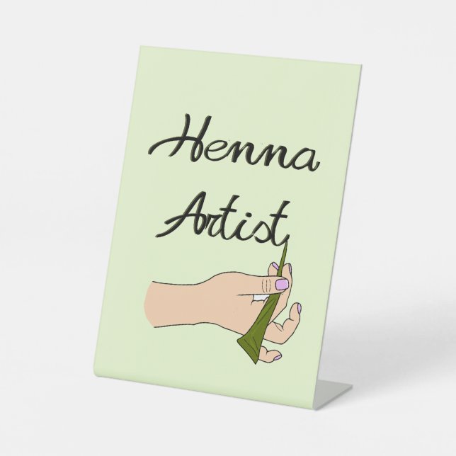 Henna Artist mit Henna Cone Sockelschild (Vorderseite)