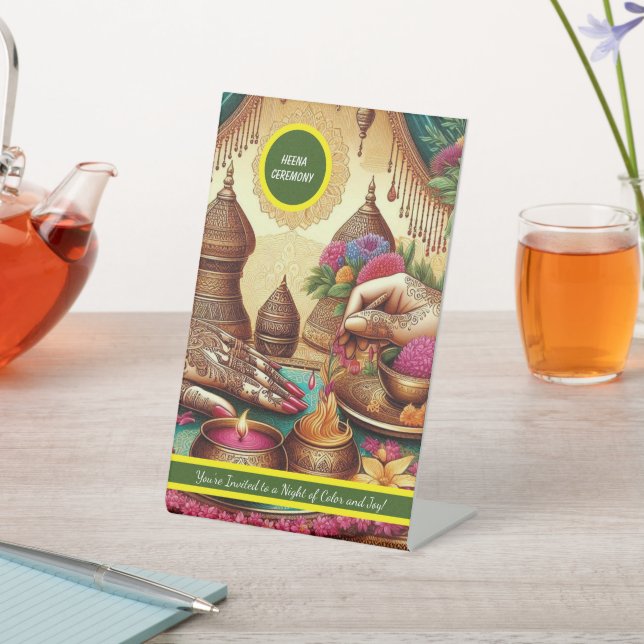 Henna Ceremony Tabletop Unterzeichnung Sockelschild (In SItu)