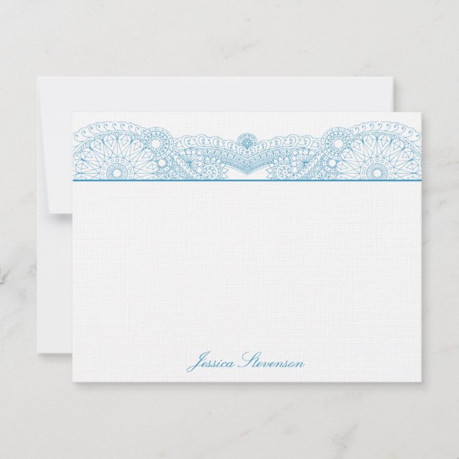 Henna Custom Flat Note Card (blau) Mitteilungskarte (Vorderseite)