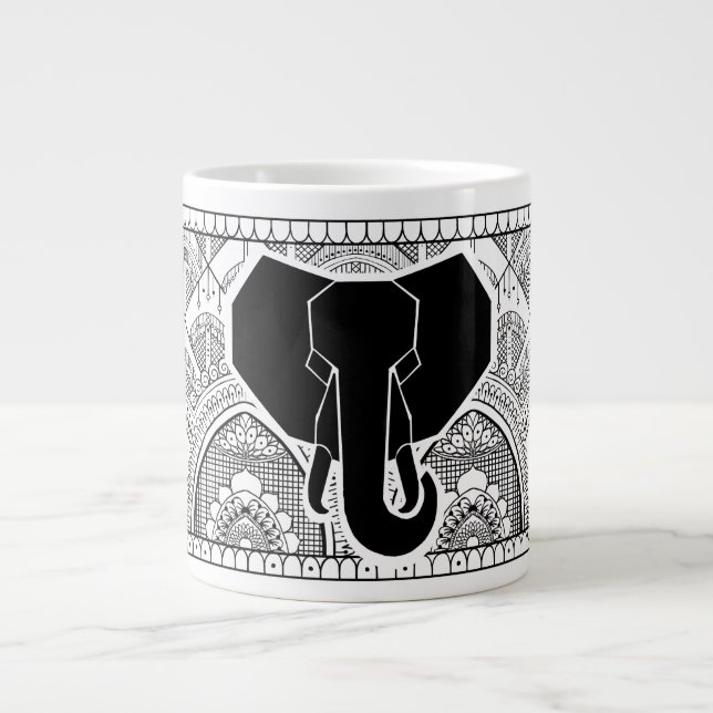 Henna-Elefant Jumbo-Tasse (Vorderseite)