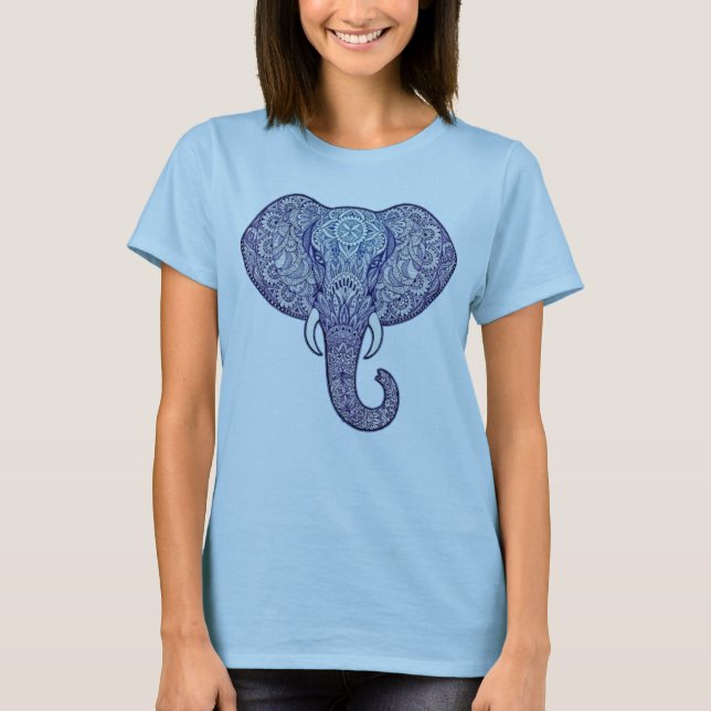 Henna Elephant Art Design T-Shirt (Vorderseite)