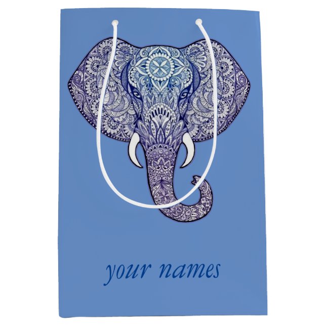 Henna Elephant Art Mittlere Geschenktüte (Vorderseite)