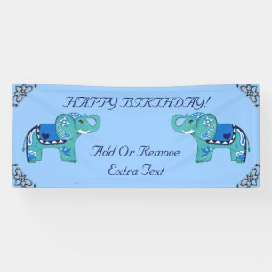 Henna Elephant (blau/hellblau) Banner