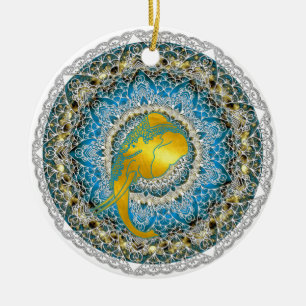 Henna Elephant Mandala Ganesha Mindfulness Geschen Keramik Ornament